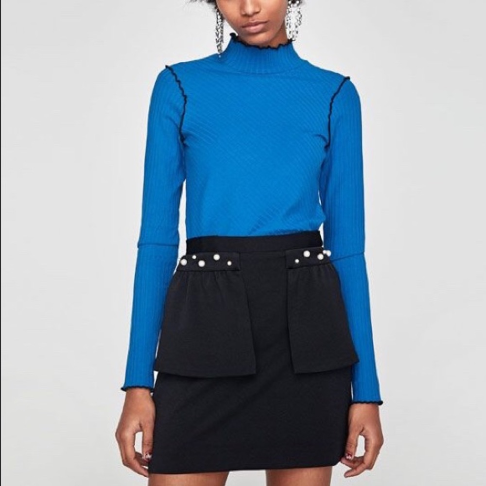 Zara Peplum Pearl Mini Skirt